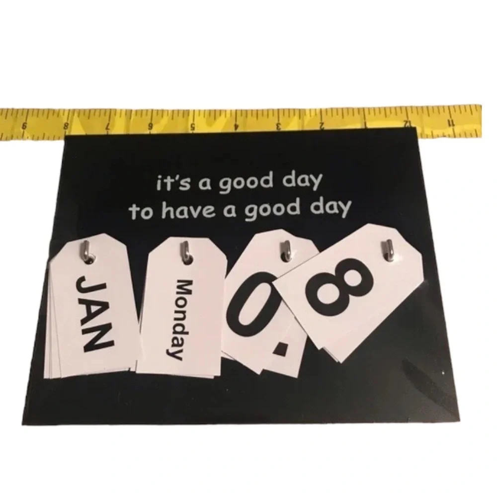 NWT Black Wood Perpetual Desk / Wall Calendar it's a good day to have a …
